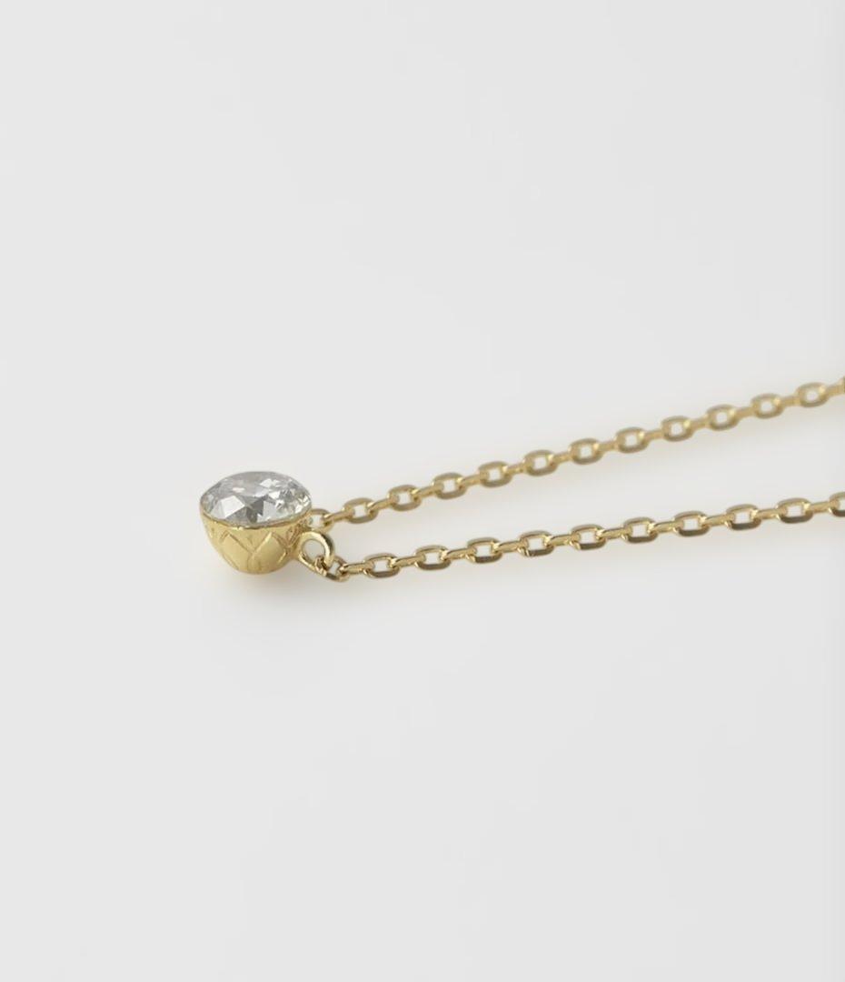 Agete K18 gold necklace featuring a 0.1ct diamond pendant in original condition
