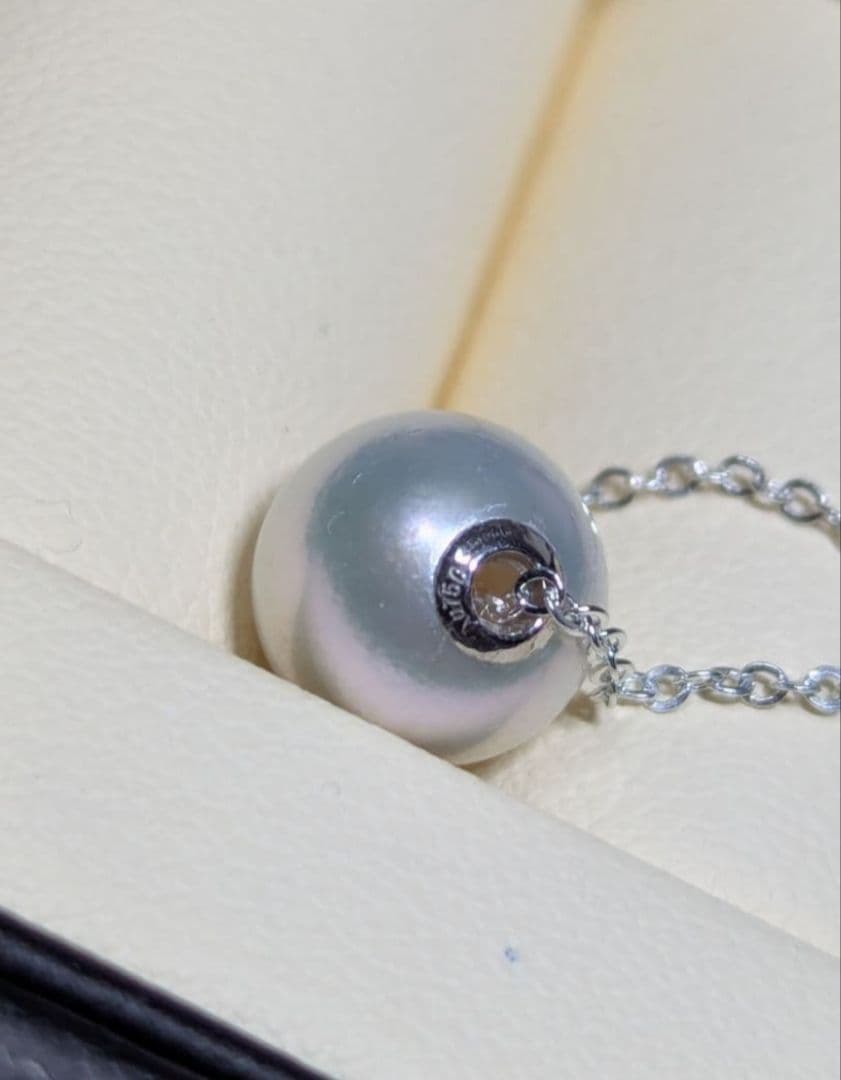 K18WG 8.7mm natural Akoya pearl pin chain necklace in 18K white gold
