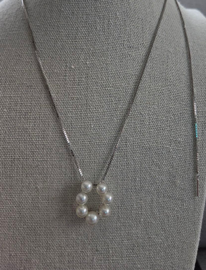 GSTV SV Akoya Pearl Horseshoe Motif Necklace 2 Set featuring 5-6mm pearls on 50cm silver Venetian slide chains