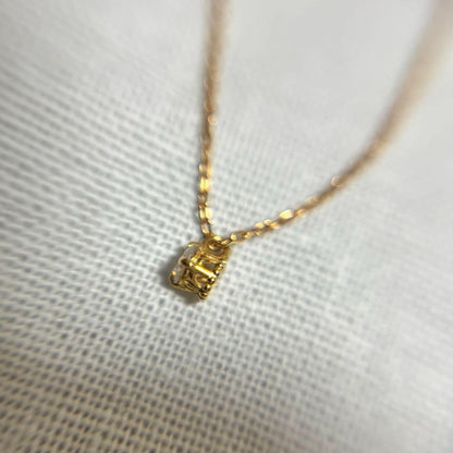 Agete K18 Pink Gold Necklace featuring a 0.05ct diamond, displayed on a white background