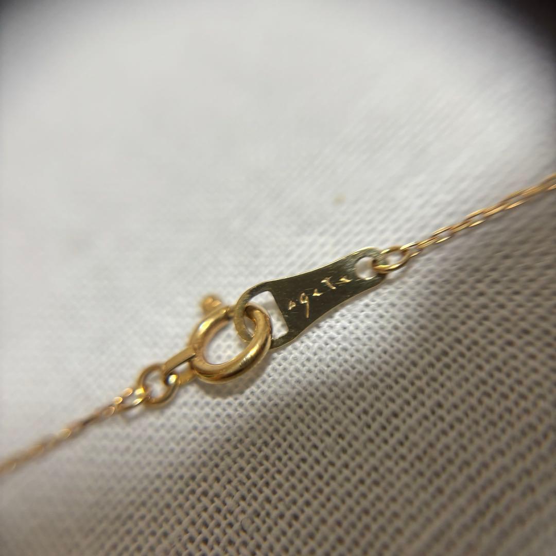 Agete K18 Pink Gold Necklace featuring a 0.05ct diamond, displayed on a white background