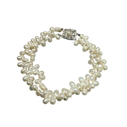 Mikimoto 925 silver necklace and bracelet set featuring freshwater pearls with 40 cm necklace and 17 cm bracelet