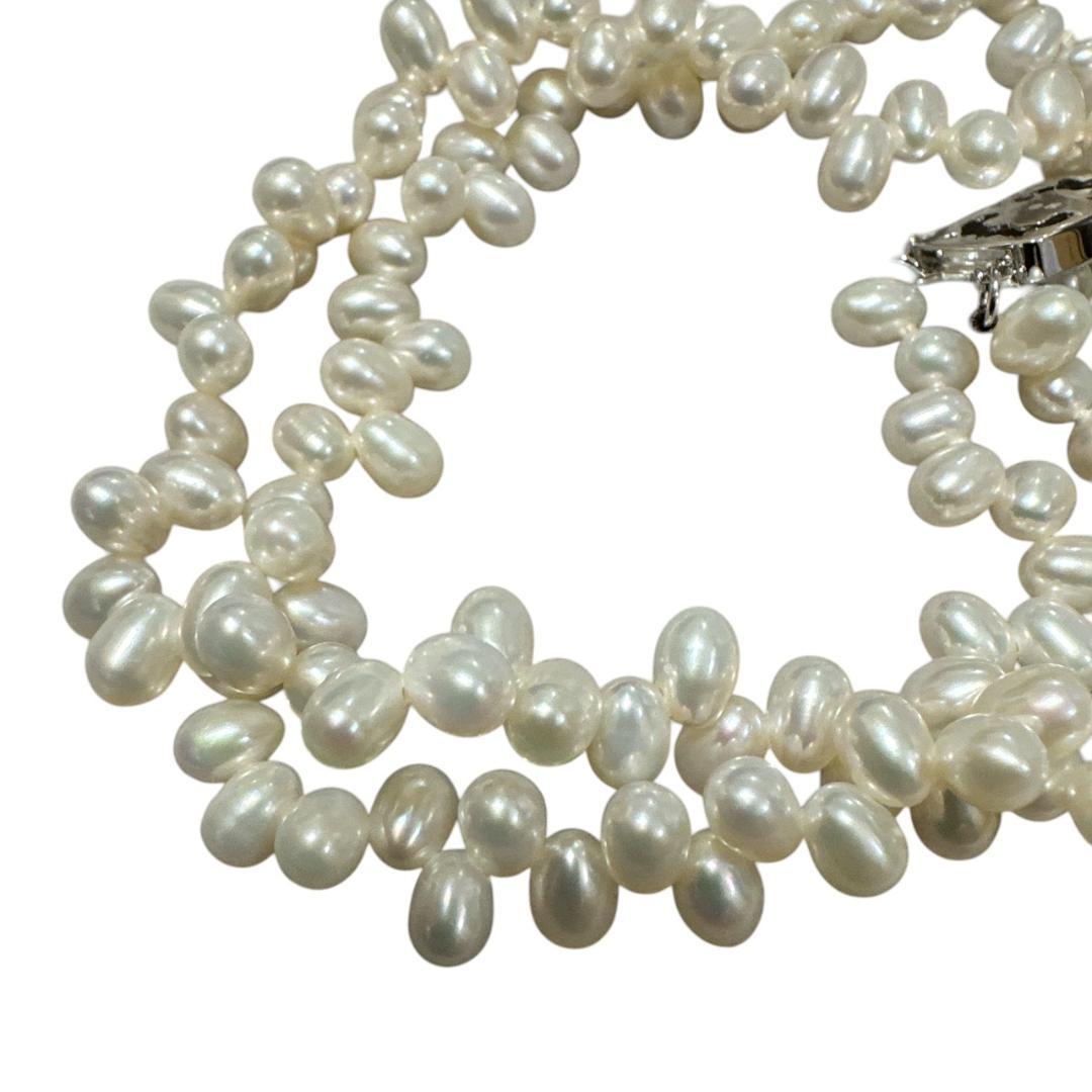 Mikimoto 925 silver necklace and bracelet set featuring freshwater pearls with 40 cm necklace and 17 cm bracelet