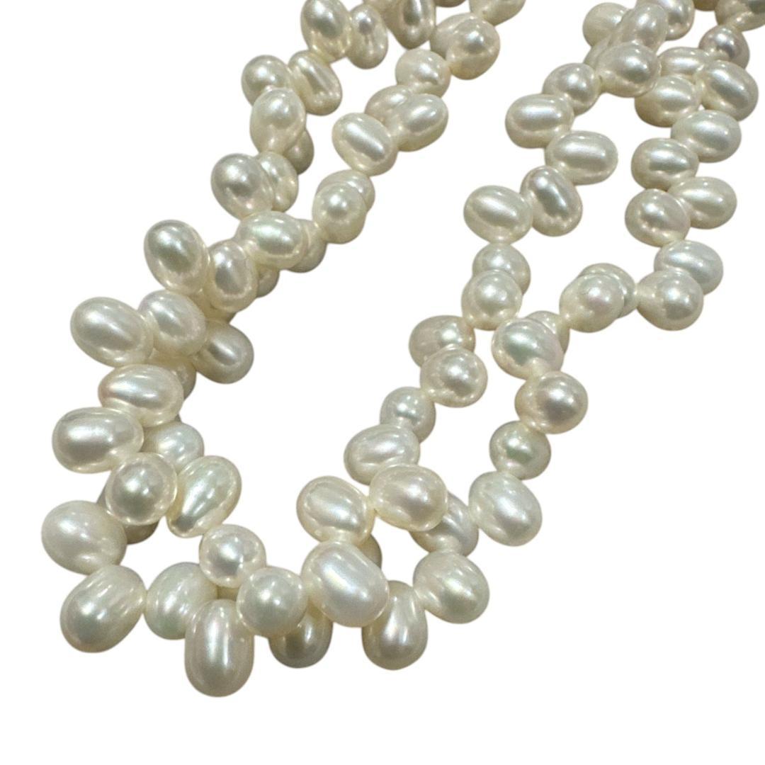 Mikimoto 925 silver necklace and bracelet set featuring freshwater pearls with 40 cm necklace and 17 cm bracelet