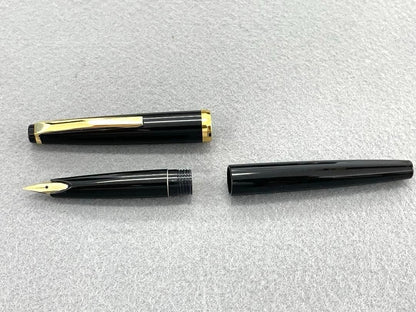 Pilot super quality black fountain pen with gold decoration, black ink bottle, dedicated case, and instruction manual