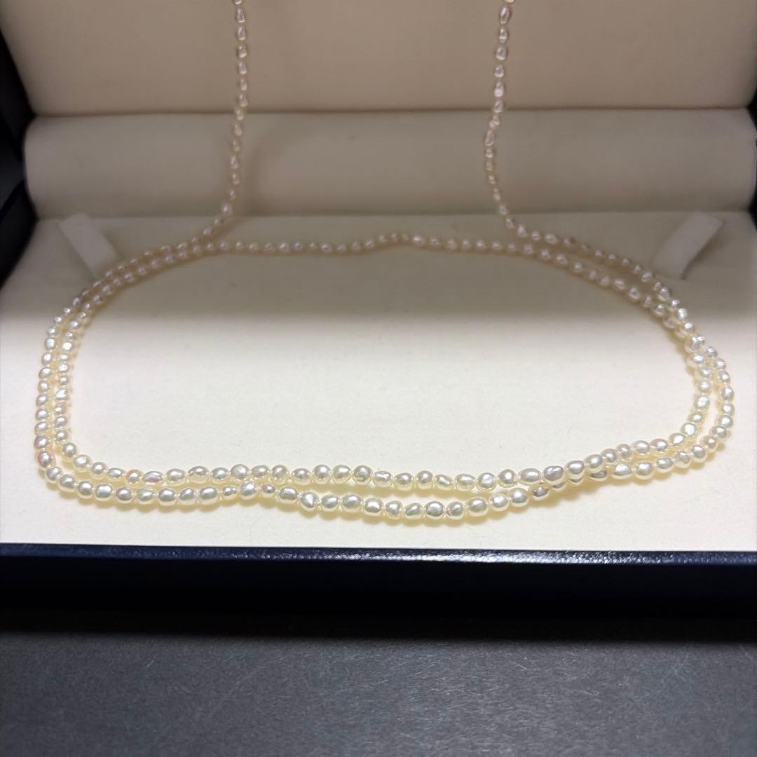 TASAKI Baby Pearl Long Necklace with K18 Certification, 82 cm length, featuring lustrous pearls on a delicate chain