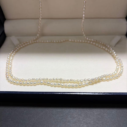 TASAKI Baby Pearl Long Necklace with K18 Certification, 82 cm length, featuring lustrous pearls on a delicate chain