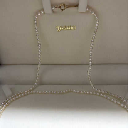 TASAKI Baby Pearl Long Necklace with K18 Certification, 82 cm length, featuring lustrous pearls on a delicate chain