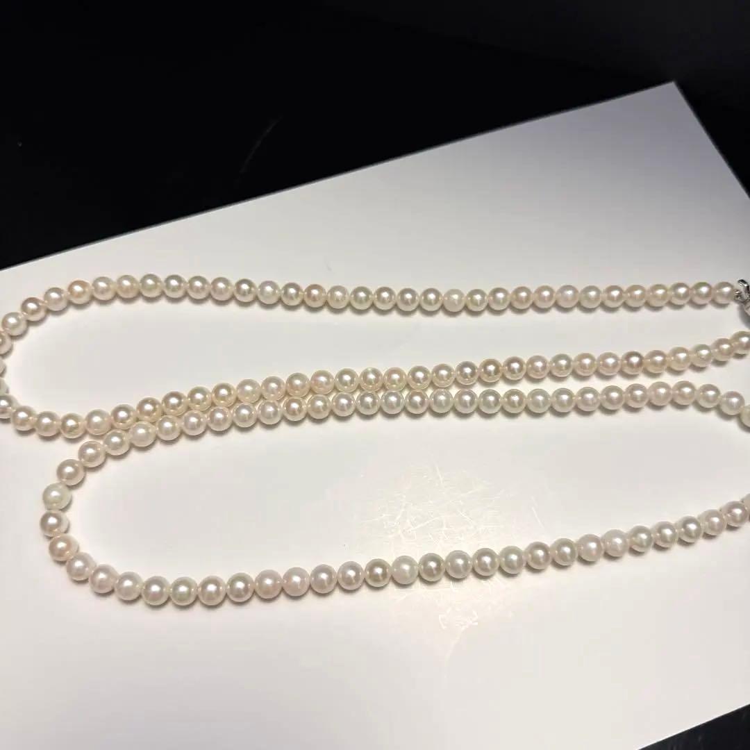 Akoya pearl necklace 47cm with 6.5-7mm pearls and matching silver earrings with rhodium coating