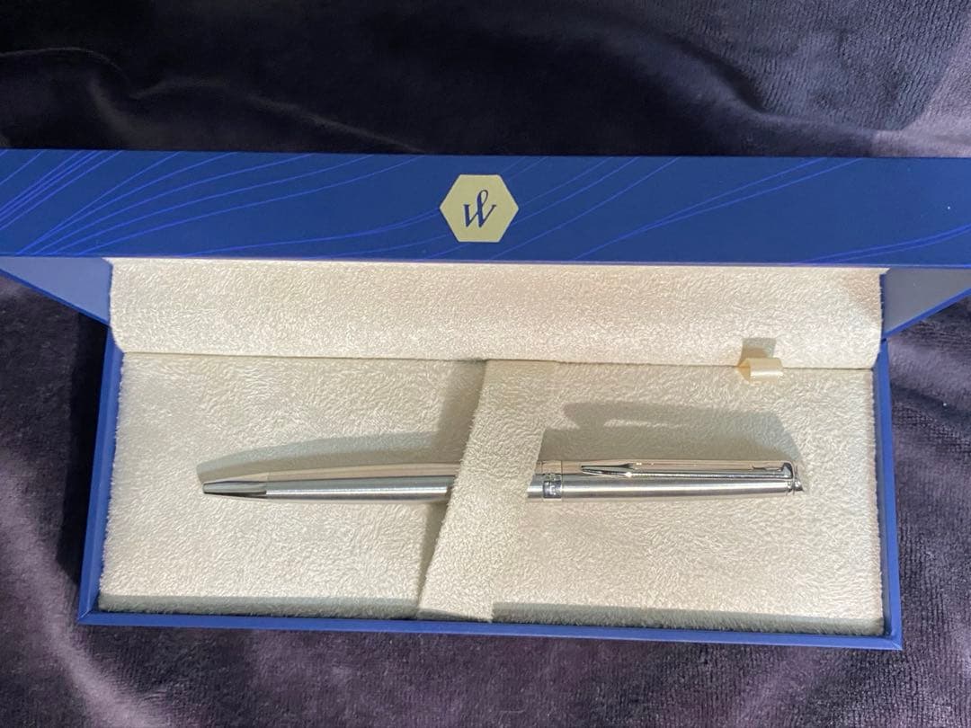 WATERMAN PARIS ballpoint pen with silver metal body shown on a white background