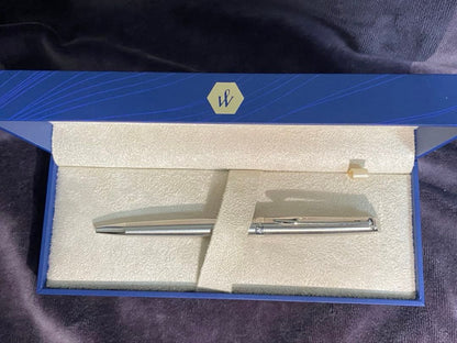 WATERMAN PARIS ballpoint pen with silver metal body shown on a white background