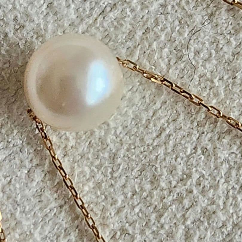 Akoya Pearl Blue Bloom necklace with 0.7–0.75 cm pearls and K10 yellow gold chain