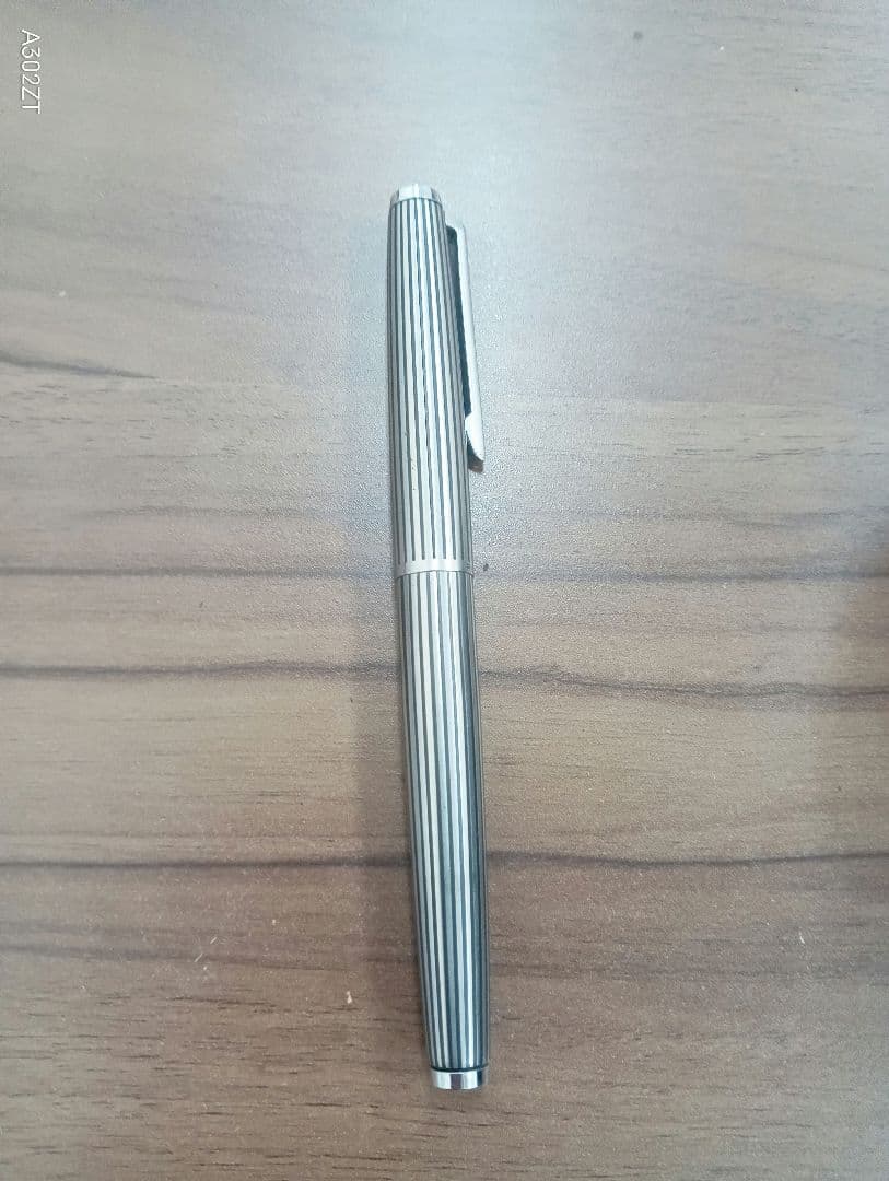 PILOT Custum Silver Stripe Fountain Pen with metal body and K18WG gold tip