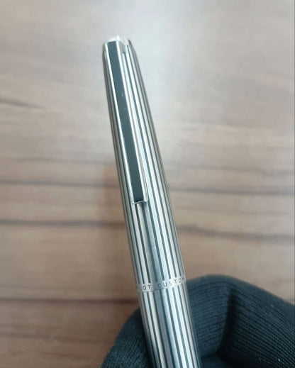 PILOT Custum Silver Stripe Fountain Pen with metal body and K18WG gold tip