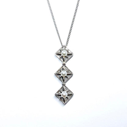 Tasaki Pearls Square Necklace 3way with 4.1mm pearls on a 49cm silver chain