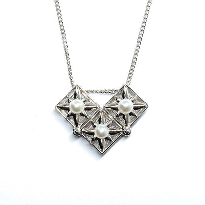 Tasaki Pearls Square Necklace 3way with 4.1mm pearls on a 49cm silver chain