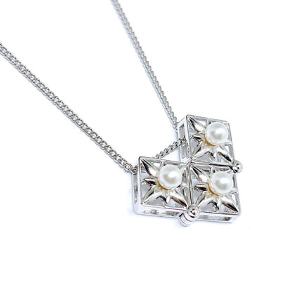 Tasaki Pearls Square Necklace 3way with 4.1mm pearls on a 49cm silver chain