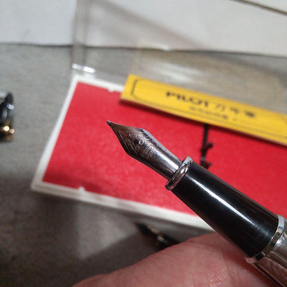 PILOT fountain pen 3-piece set in black, turquoise, and silver with gold-plated 14K decorative nibs and instruction manual