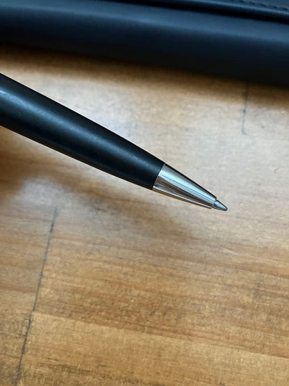 Waterman Expert Essential ballpoint pen in matte black finish shown with cap on and clip visible