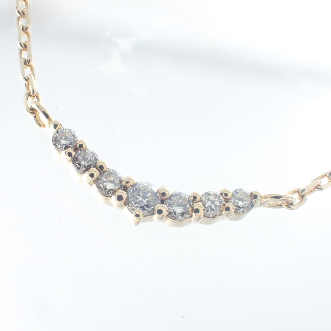 Agete K10 Yellow Gold necklace with 0.05ct diamond pendant, delicate and elegant design