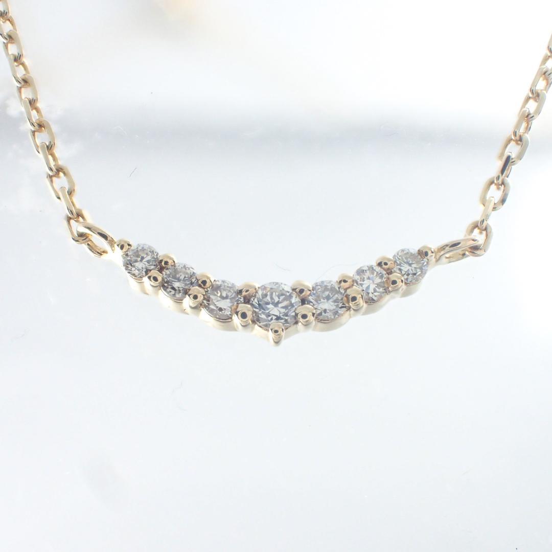 Agete K10 Yellow Gold necklace with 0.05ct diamond pendant, delicate and elegant design