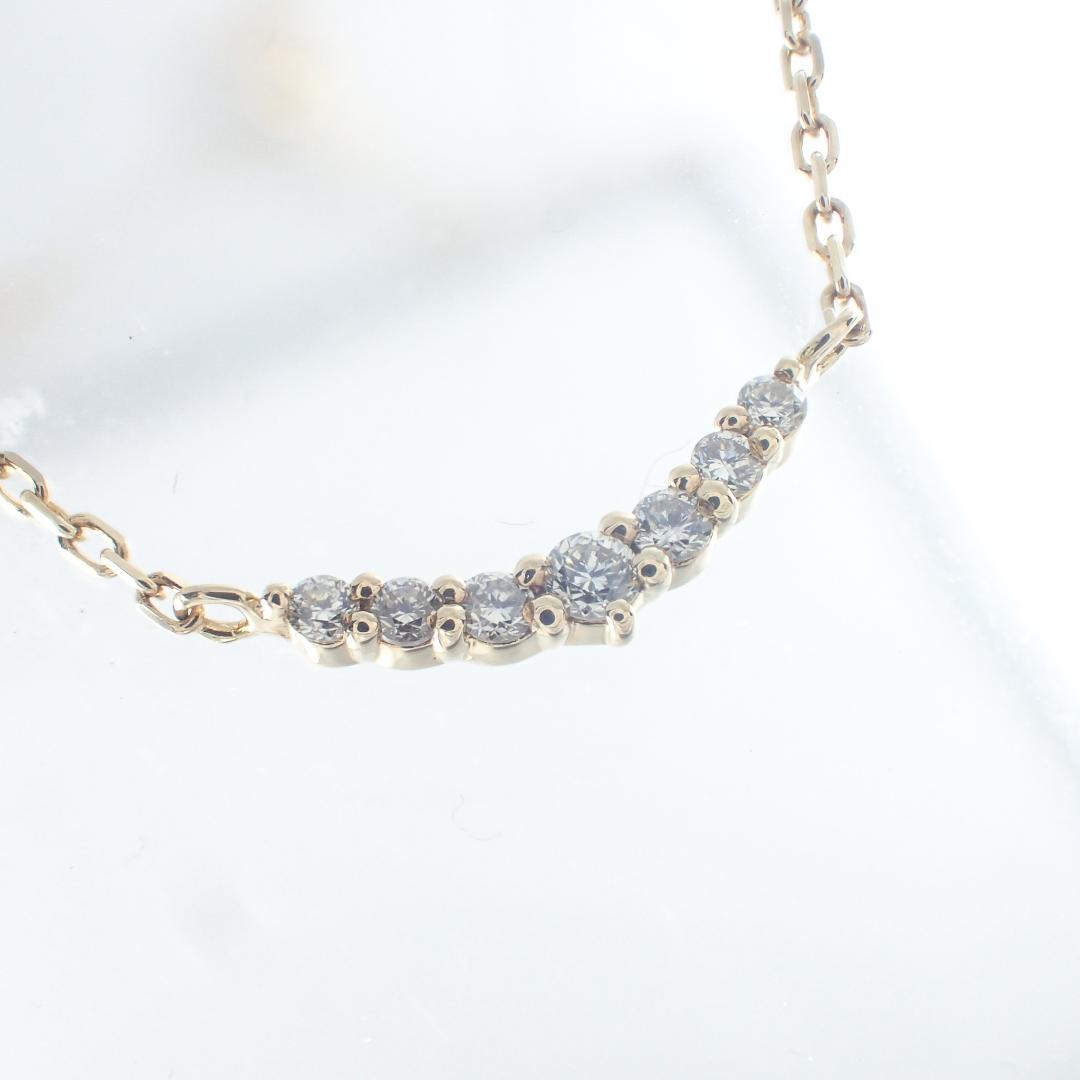 Agete K10 Yellow Gold necklace with 0.05ct diamond pendant, delicate and elegant design
