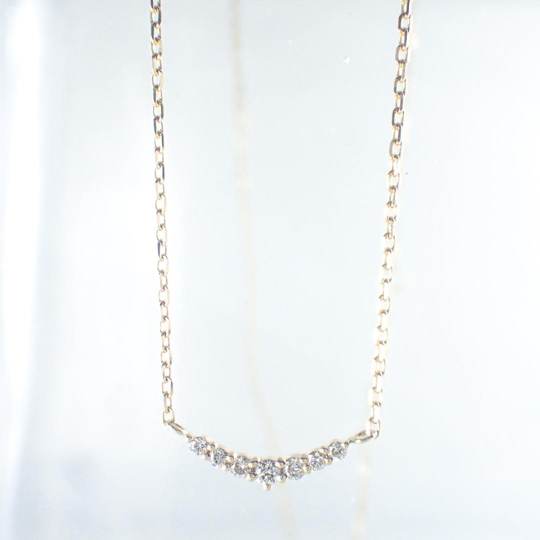 Agete K10 Yellow Gold necklace with 0.05ct diamond pendant, delicate and elegant design