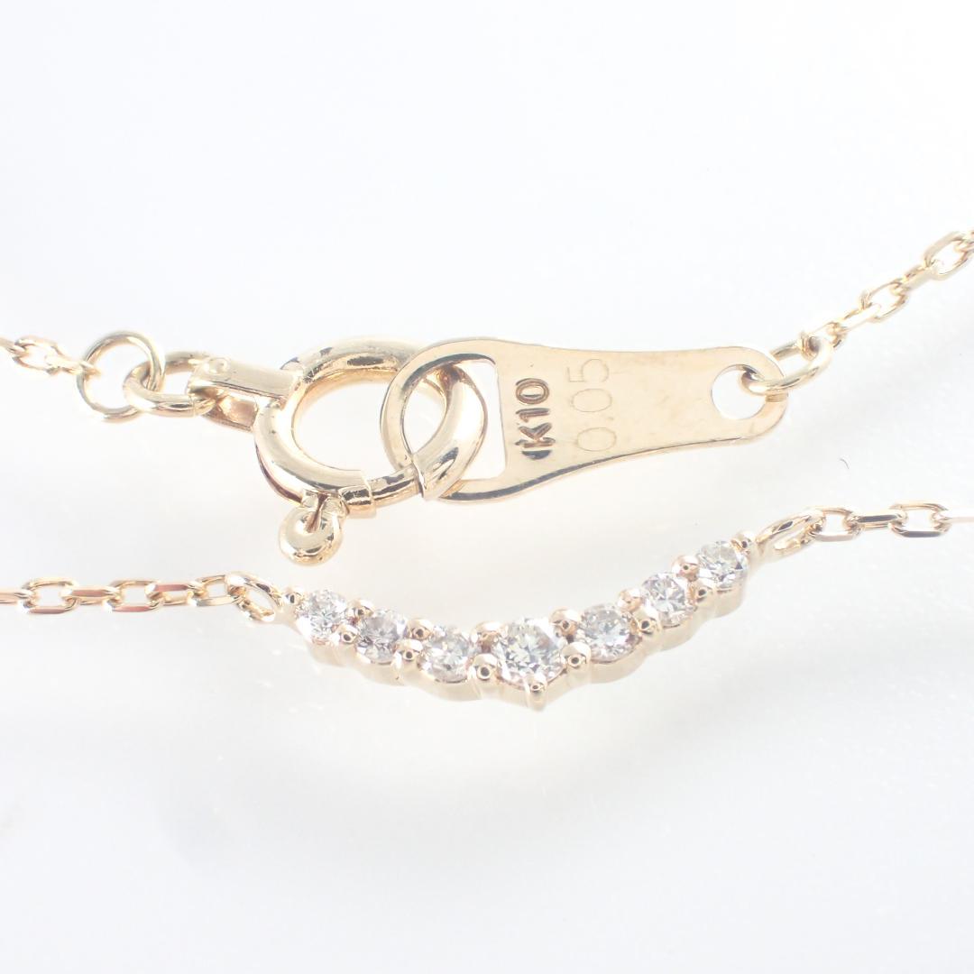 Agete K10 Yellow Gold necklace with 0.05ct diamond pendant, delicate and elegant design