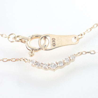 Agete K10 Yellow Gold necklace with 0.05ct diamond pendant, delicate and elegant design