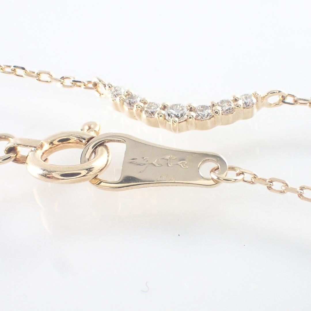 Agete K10 Yellow Gold necklace with 0.05ct diamond pendant, delicate and elegant design