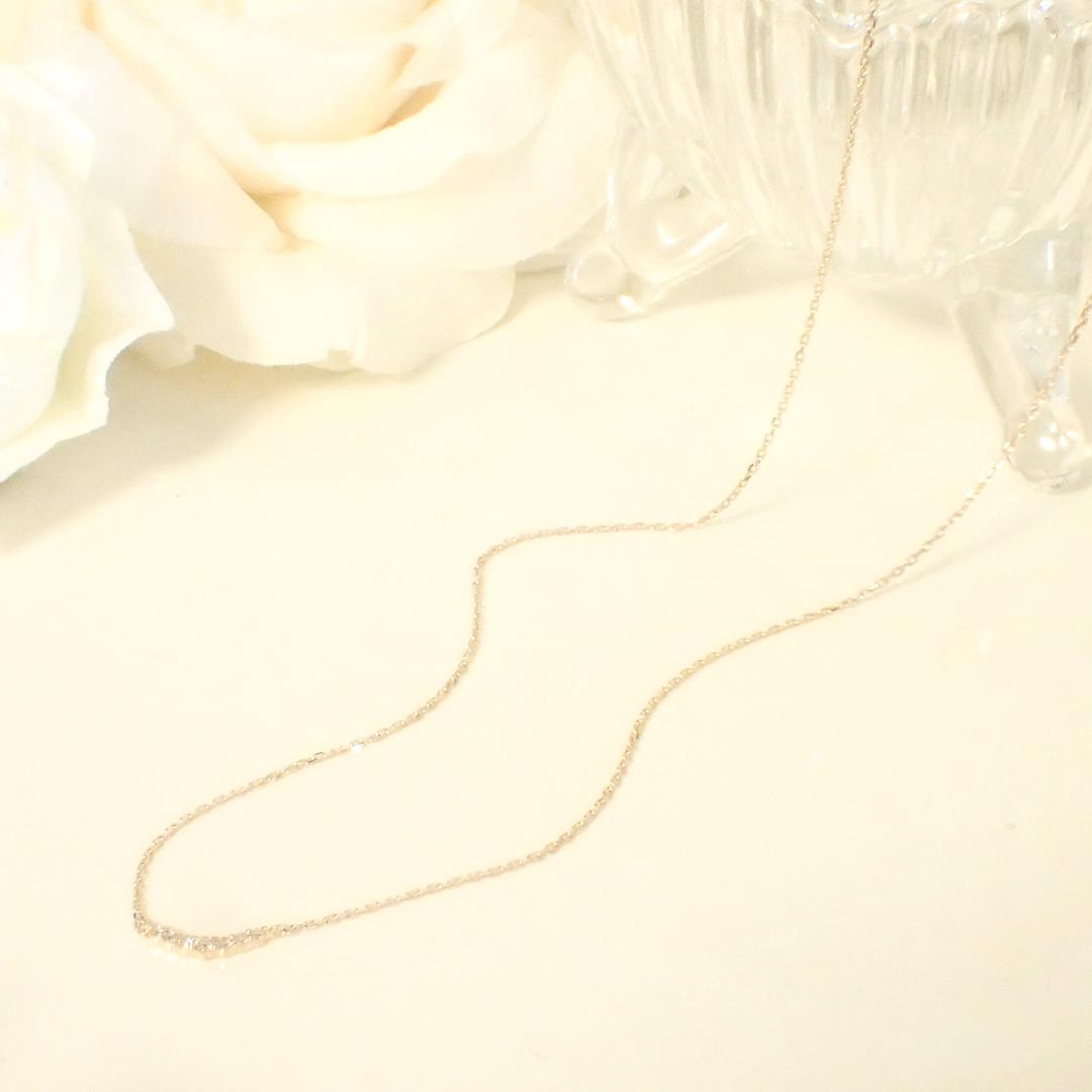 Agete K10 Yellow Gold necklace with 0.05ct diamond pendant, delicate and elegant design