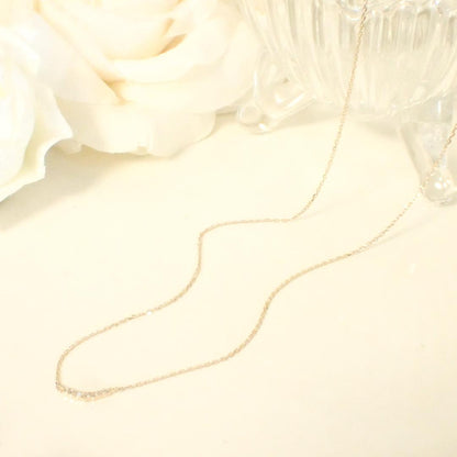 Agete K10 Yellow Gold necklace with 0.05ct diamond pendant, delicate and elegant design