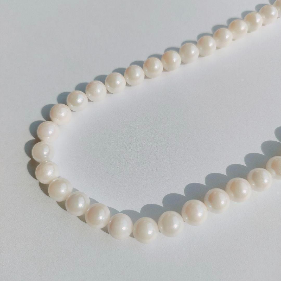 Honma Pearl real pearl necklace with round pearls and silver stamp SV white, 41 cm length
