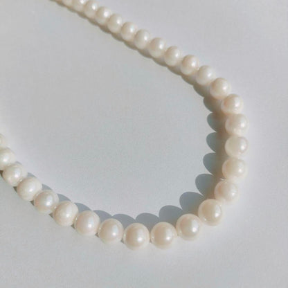 Honma Pearl real pearl necklace with round pearls and silver stamp SV white, 41 cm length
