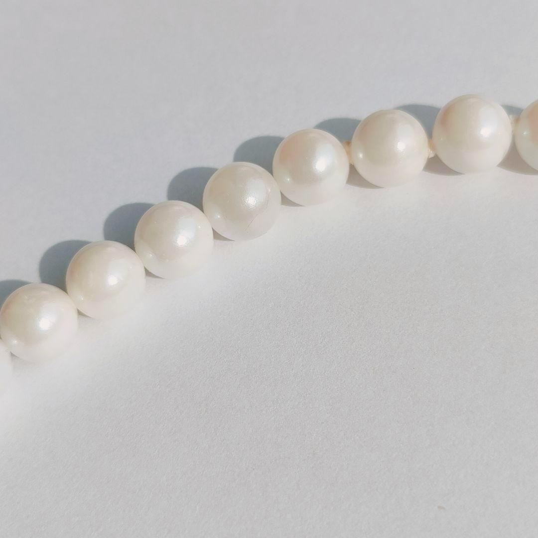 Honma Pearl real pearl necklace with round pearls and silver stamp SV white, 41 cm length