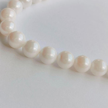 Honma Pearl real pearl necklace with round pearls and silver stamp SV white, 41 cm length