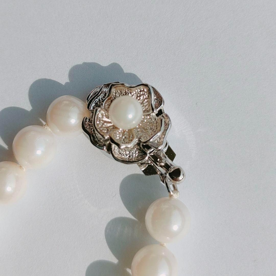 Honma Pearl real pearl necklace with round pearls and silver stamp SV white, 41 cm length