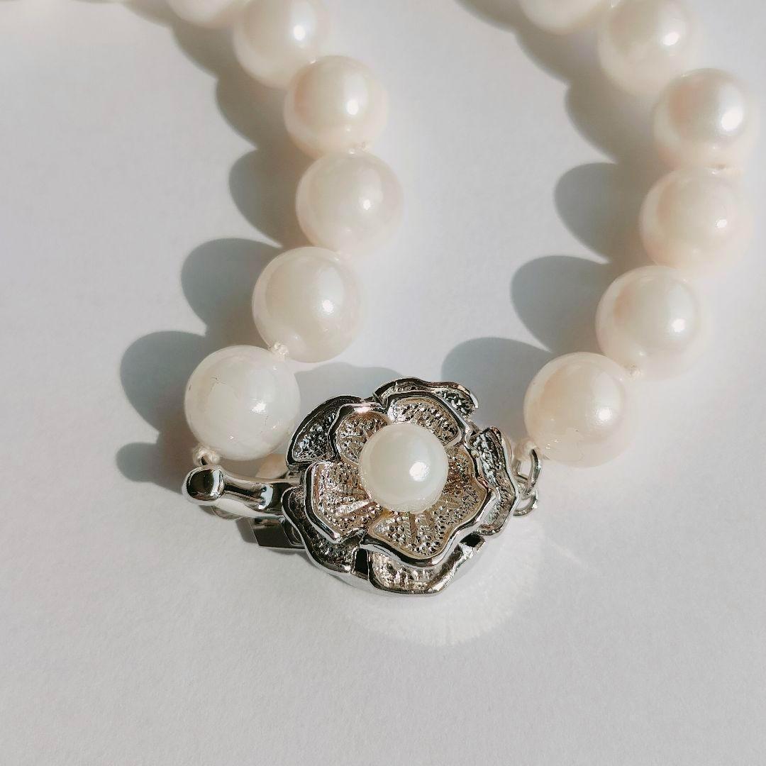 Honma Pearl real pearl necklace with round pearls and silver stamp SV white, 41 cm length