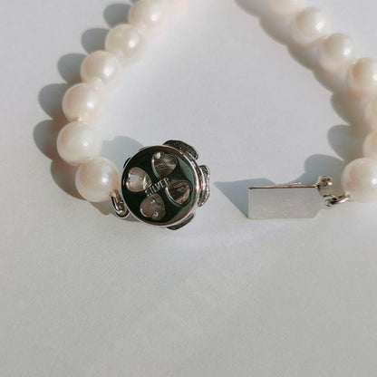 Honma Pearl real pearl necklace with round pearls and silver stamp SV white, 41 cm length