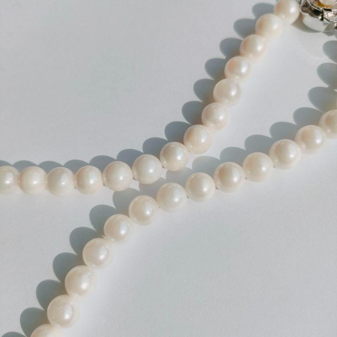 Honma Pearl real pearl necklace with round pearls and silver stamp SV white, 41 cm length