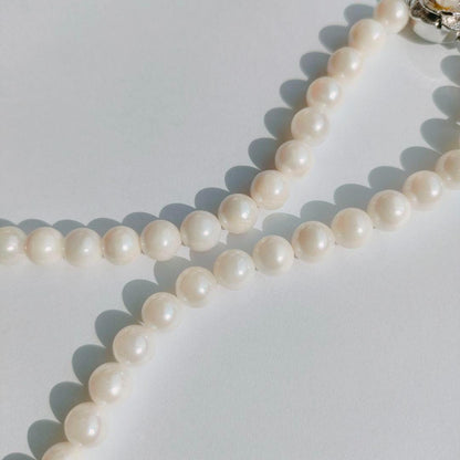 Honma Pearl real pearl necklace with round pearls and silver stamp SV white, 41 cm length