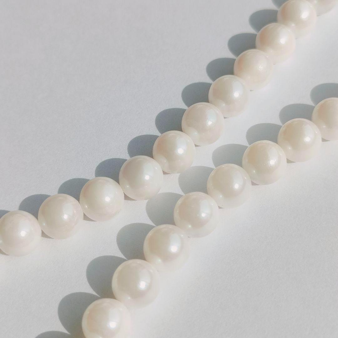 Honma Pearl real pearl necklace with round pearls and silver stamp SV white, 41 cm length