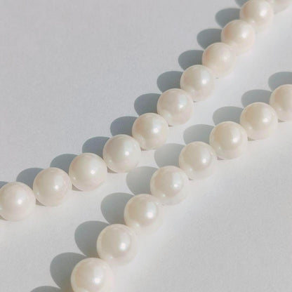 Honma Pearl real pearl necklace with round pearls and silver stamp SV white, 41 cm length