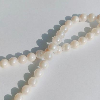 Honma Pearl real pearl necklace with round pearls and silver stamp SV white, 41 cm length
