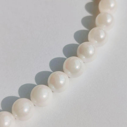 Honma Pearl real pearl necklace with round pearls and silver stamp SV white, 41 cm length