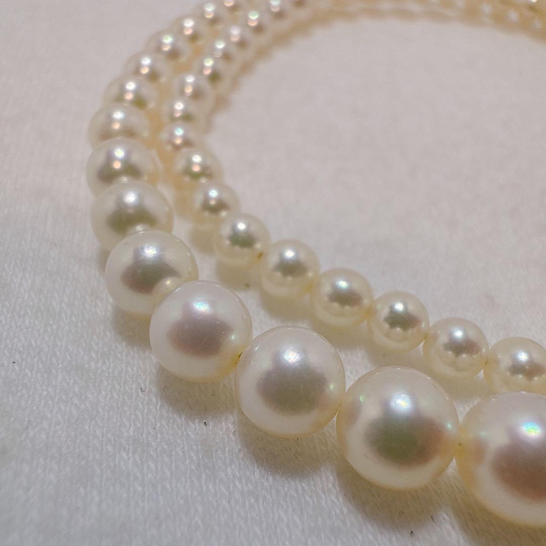Akoya baby pearl necklace with 3.0 to 7.8mm gradient pearls on a 45.5cm sterling silver chain