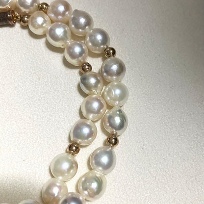 Aoyama pearl necklace with large 8.5mm pearls and gold color clasp, 47.5cm length