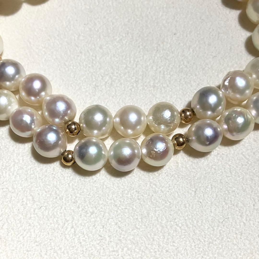 Aoyama pearl necklace with large 8.5mm pearls and gold color clasp, 47.5cm length
