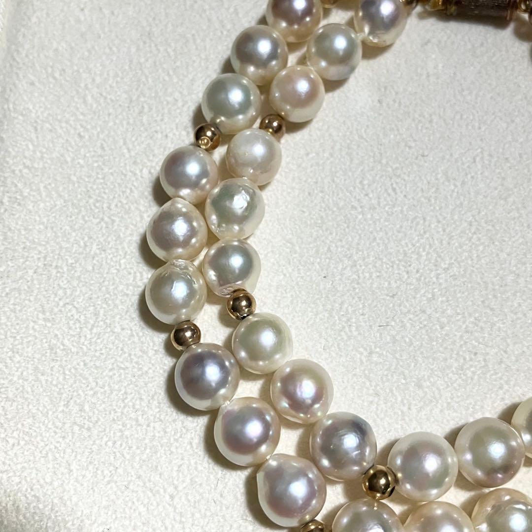Aoyama pearl necklace with large 8.5mm pearls and gold color clasp, 47.5cm length