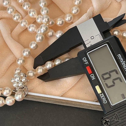 TASAKI 2-strand white Akoya pearl necklace with K14WG clasp, 41cm length, pearls sized 6.5-6.8mm